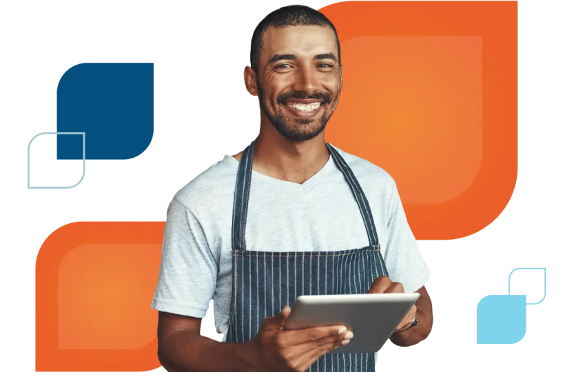 restaurant worker smiles